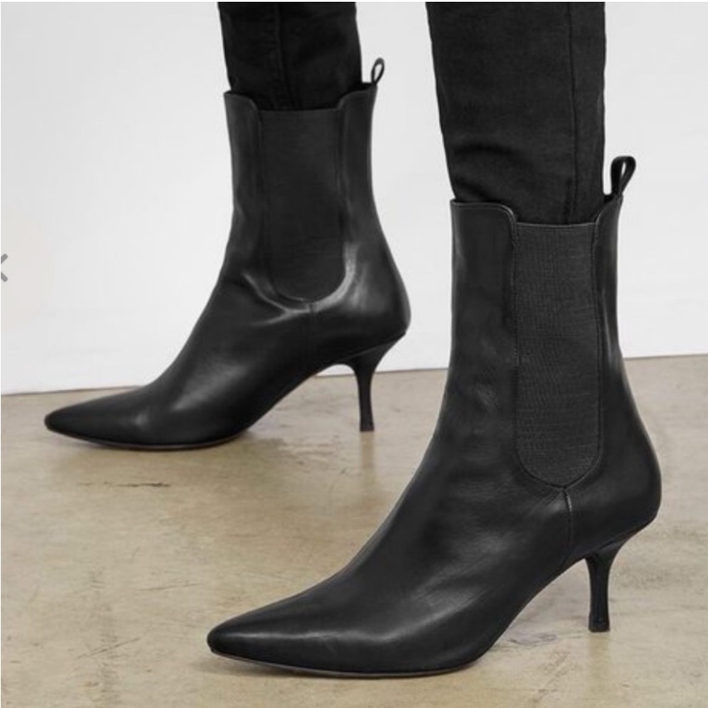 Anine Bing Stevie Tallboy black leather kitten heel boots
